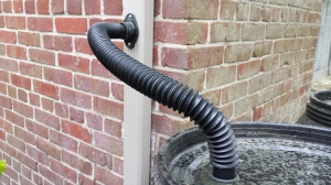 Close up of the downspout diverter