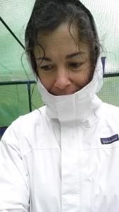 Me taking shelter from the rain in the greenhouse